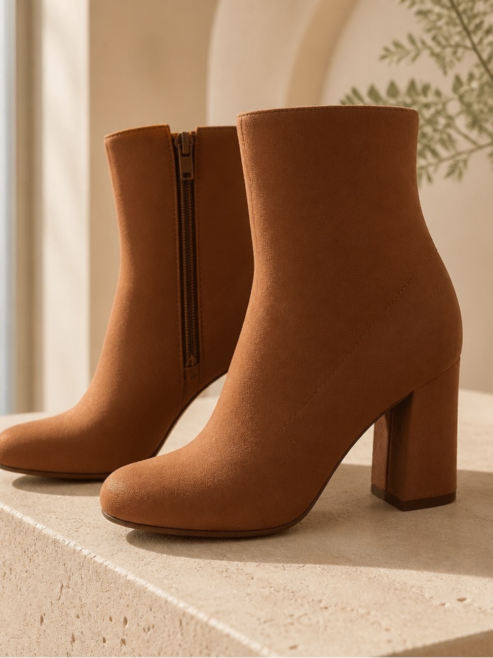 Naturalizer Women's Suede Block Heel Ankle Boots - Brown Size 6